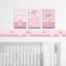 Quadros infantil e Faixa Decorativa Ursinha Baloeira Rosa Bebe Menina Quadros infantil e Faixa Decorativa Ursinha Baloeira Rosa Bebe Menina