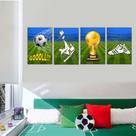 Quadros Infantil Futebol Kit 4 20x30cm Decorativo Quarto Menino Chuteira Bola Gol