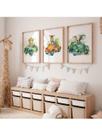 Quadros Infantil Leão Zebra Elefante Carro Decoração Quarto Animais Fofos 3 Peças
