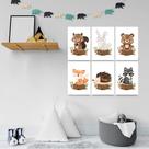 Quadros infantis Bichinhos Bosque Dos Animais kit 6 peças 20x30cm Quarto Meninos Cute