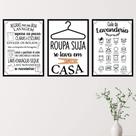 Quadros Lavanderia Decorativos Frases Kit 3 Peças 20x28cm