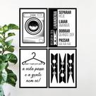 Quadros Lavanderia Decorativos Frases Kit 4 Peças 20x28cm Quadros Lavanderia Decorativos Frases Kit 4 Peças 20x28cm