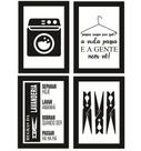 Quadros Lavanderia Roupas Área Serviço Decoração Kit 4 Peças