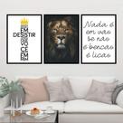 Quadros Leão Judá Cruz Decorativo Sala Kit 3 Peças 28x40cm Quadros Leão Judá Cruz Decorativo Sala Kit 3 Peças 28x40cm