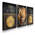 Quadros Leão Leoa Luxo Judá Folhas Dourado Fé Sofá