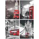 Quadros Londres cinza vermelho
