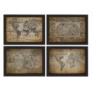 Quadros Mapas Antigos Vintage Moldura Preta 33x43cm Kit 4un