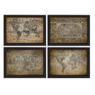Quadros Mapas Antigos Vintage Moldura Preta 33x43cm Kit 4un