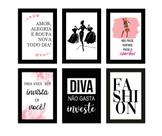 Quadros Moda Diva Mulher Loja Roupa Look Fashion Kit 6 Peças