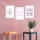 Quadros Para Designer de Sobrancelhas Rosa e Branco
