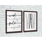 Quadros para Lavanderia - Wash, Dry, Fold & Repeat - Quadro Novo