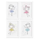 Quadros para Quarto de Menina Fadas Moldura Branca 22x32cm