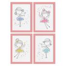 Quadros para Quarto de Menina Fadas Moldura Rosa 22x32cm