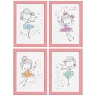Quadros para Quarto de Menina Fadas Moldura Rosa 22x32cm