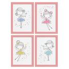 Quadros para Quarto de Menina Fadas Moldura Rosa 22x32cm