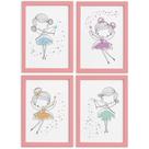 Quadros para Quarto de Menina Fadas Moldura Rosa 22x32cm