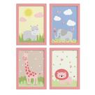 Quadros para Quarto de Menina Safari Moldura Rosa 22x32cm Quadros para Quarto de Menina Safari Moldura Rosa 22x32cm