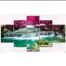 Quadros Para Sala cachoeira e arvores rosa"