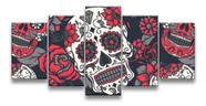 Quadros Para Sala Caveira Vermelha Mexicana"