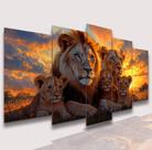 Quadros Para Sala leões azul e por do sol"