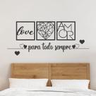 Quadros Para todo Sempre, Love e Coração Geométrico Amor + 2 Mini Apliques de Coração