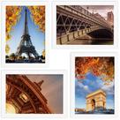 Quadros Paris Fotos para Sala Moldura Branca 22x32cm Kit 4un
