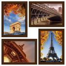 Quadros Paris Fotos para Sala Moldura Marrom 22x32cm Kit 4un