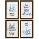 Quadros Paris Ilustrada Sala Moldura Marrom 33x43cm Kit 4un Quadros Paris Ilustrada Sala Moldura Marrom 33x43cm Kit 4un