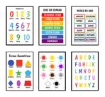 Quadros Português Escola Numeros Educativos 6 Peças 20x28cm