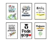Quadros Professora Educação Pedagogia Escola 6 Peças 20x28cm