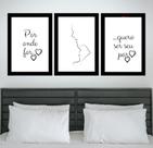 Quadros Quarto Casal Decoração Coração Amor 3 Peças 20x28cm