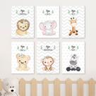 Quadros Quarto Infantil Menina Baby Safari 6 Peças 20x28cm