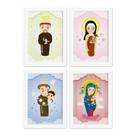 Quadros Religiosos Santos Padroeiros Moldura Branca 22x32cm Kit 4un Quadros Religiosos Santos Padroeiros Moldura Branca 22x32cm Kit 4un