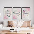 Quadros Rosa Gold Acredite Sonhe Conquiste 3 Peças 28x40cm