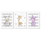 Quadros safari animais infantil Seja forte corajoso cinza