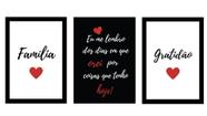 Quadros Sala Familia Gratidao Decorativos Kit 3 Peças