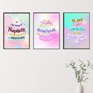 Quadros Salão Beleza Diva Motivação Frases 3 Peças 20x28cm