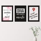Quadros Salão Beleza Mulher Diva Frases Kit 3 Peças 20x28cm Quadros Salão Beleza Mulher Diva Frases Kit 3 Peças 20x28cm