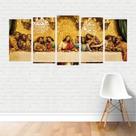 Quadros Santa Ceia Dourada Decorativo 5pc 155x65cm RL13C5MM