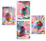 Quadros Sorvete Colorido Derretendo Sorveteria Kit 4 Peças Quadros Sorvete Colorido Derretendo Sorveteria Kit 4 Peças