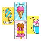 Quadros Sorvete Picolé Colorido Decoração Sorveteria 4 Peças Quadros Sorvete Picolé Colorido Decoração Sorveteria 4 Peças
