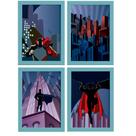 Quadros Superman Geek Moldura Azul 22x32cm 4un