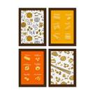 Quadros Tipos de Massas Moldura Marrom 33x43cm 4un