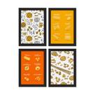 Quadros Tipos de Massas Moldura Preta 33x43cm 4un