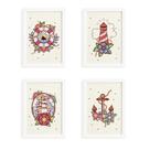 Quadros Vintage Marinha Moldura Branca 22x32cm Kit 4un Quadros Vintage Marinha Moldura Branca 22x32cm Kit 4un