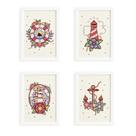 Quadros Vintage Marinha Moldura Branca 33x43cm Kit 4un Quadros Vintage Marinha Moldura Branca 33x43cm Kit 4un