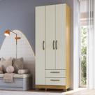 Quarda Roupa 3 Portas e 2 Gavetas Basic Bege/Ipê/Cristalo Quarda Roupa 3 Portas e 2 Gavetas Basic Bege/Ipê/Cristalo