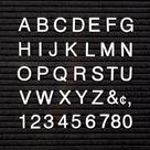 Quarteto de personagens de feltro Letter Board de 1 polegada Helvetica White