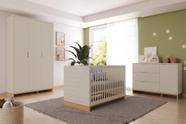 Quarto Bebê 3 Pçs Berço Cômoda Grande e Roupeiro Linha Cubo