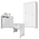Quarto Bebê 4 Portas Ternura Baby E Mini Berço Moisés Alegria Com Colchão Branco - Incorplac
